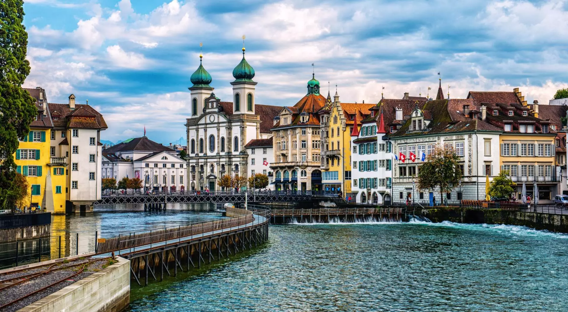 Reuss River in old town Lucerne