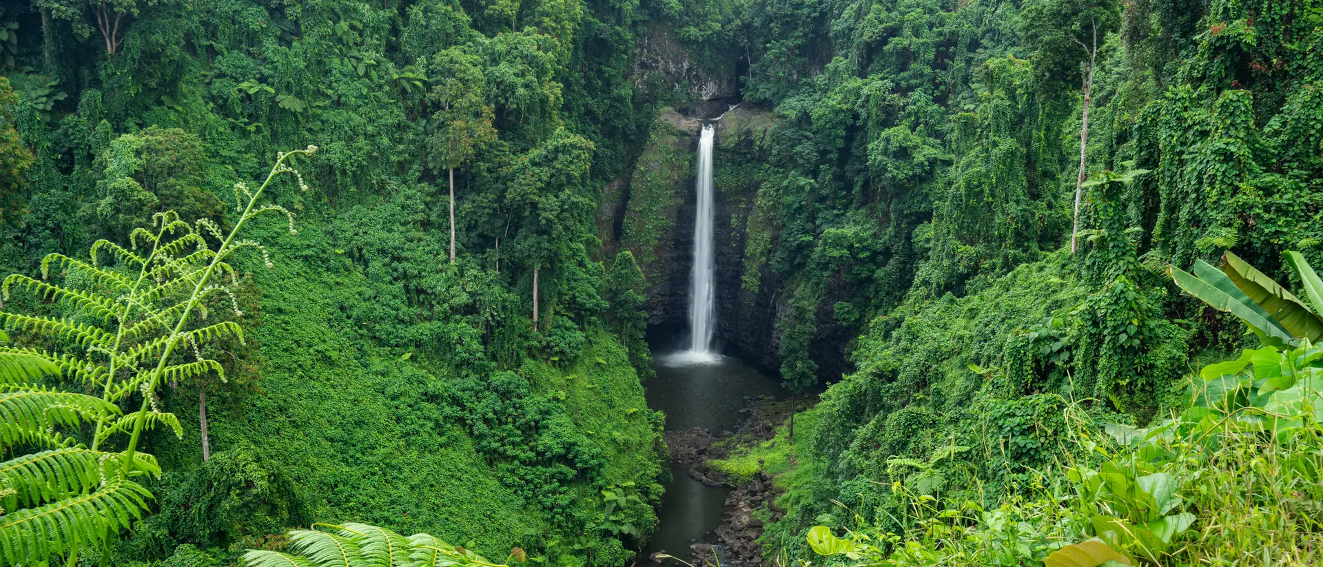 Sopoaga Waterfall amongst lush greenery in Samoa
