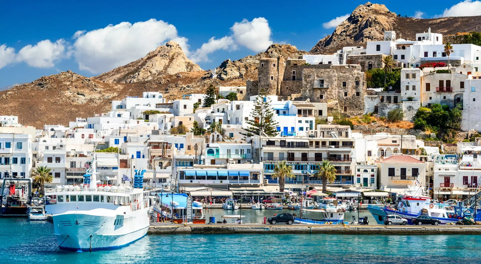 Sunny summer landscape with rocky island.