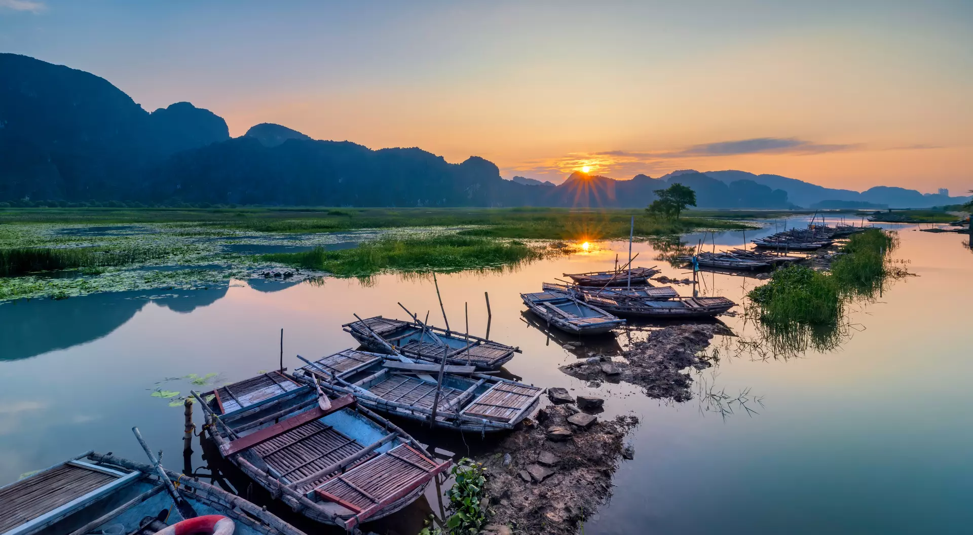 Van Long natural reserve in Ninh Binh, Vietnam