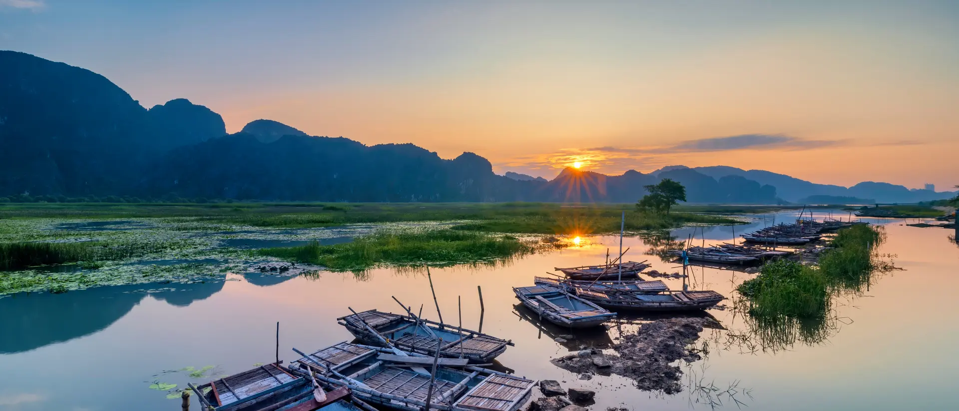 Van Long natural reserve in Ninh Binh, Vietnam