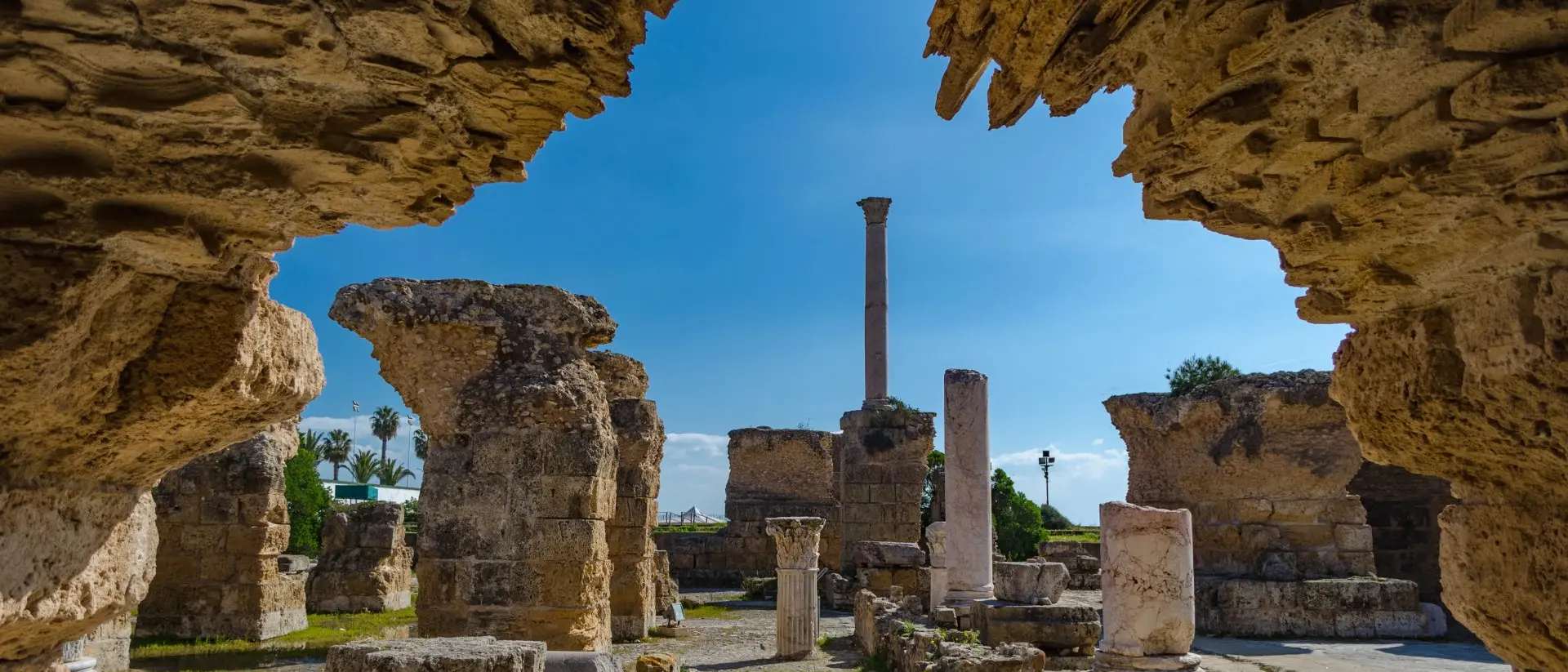 View of the Antonine Baths in the ancient city of Carthage, Tunisia.