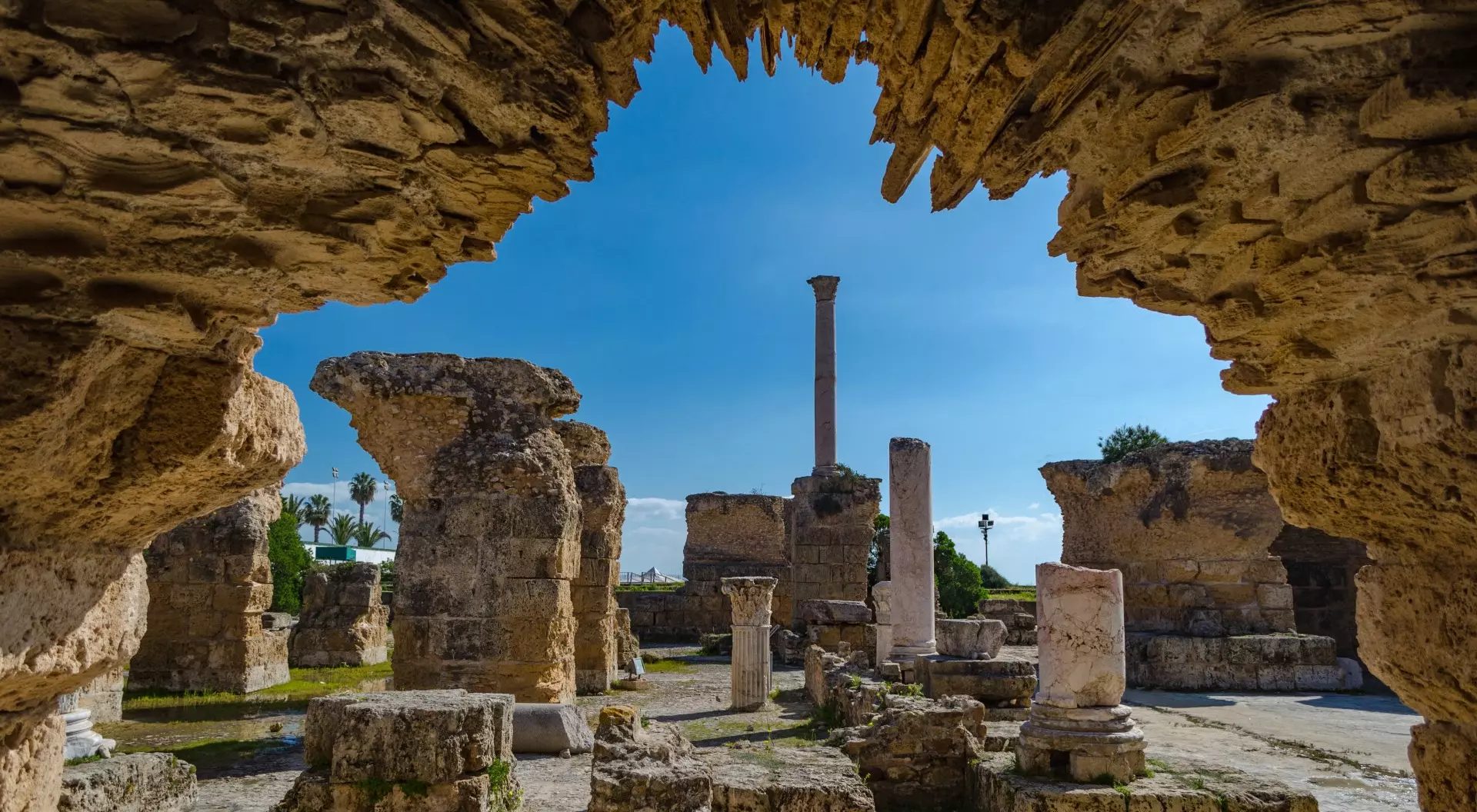 View of the Antonine Baths in the ancient city of Carthage, Tunisia.