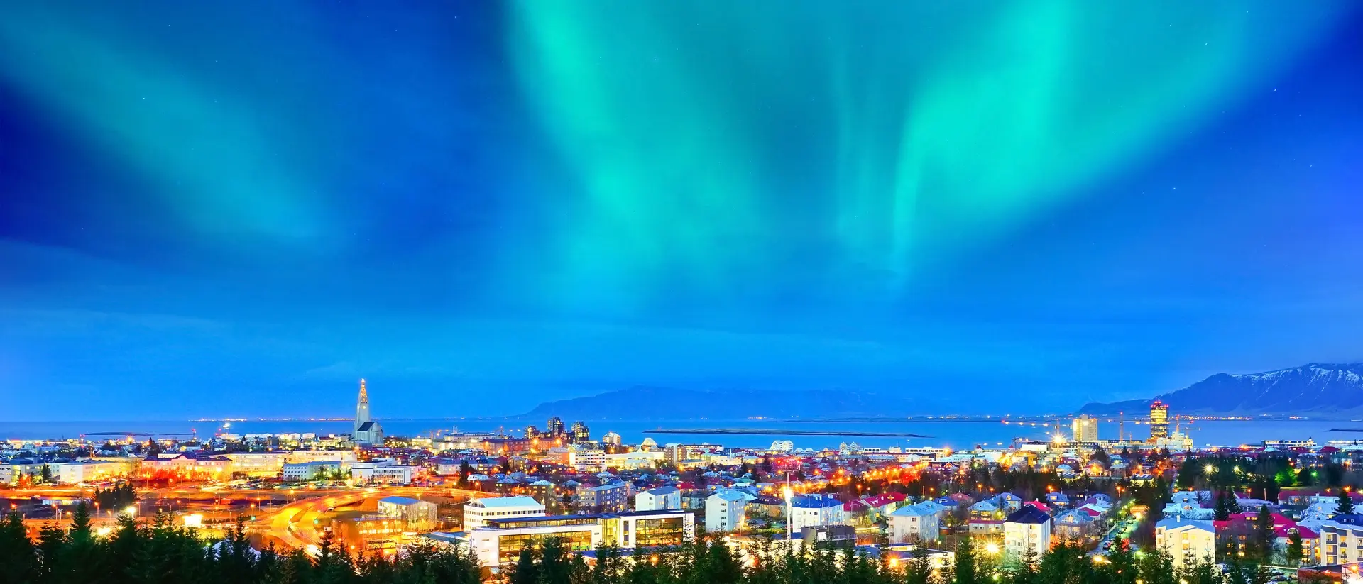 Northern Lights over Reykjavik, Iceland