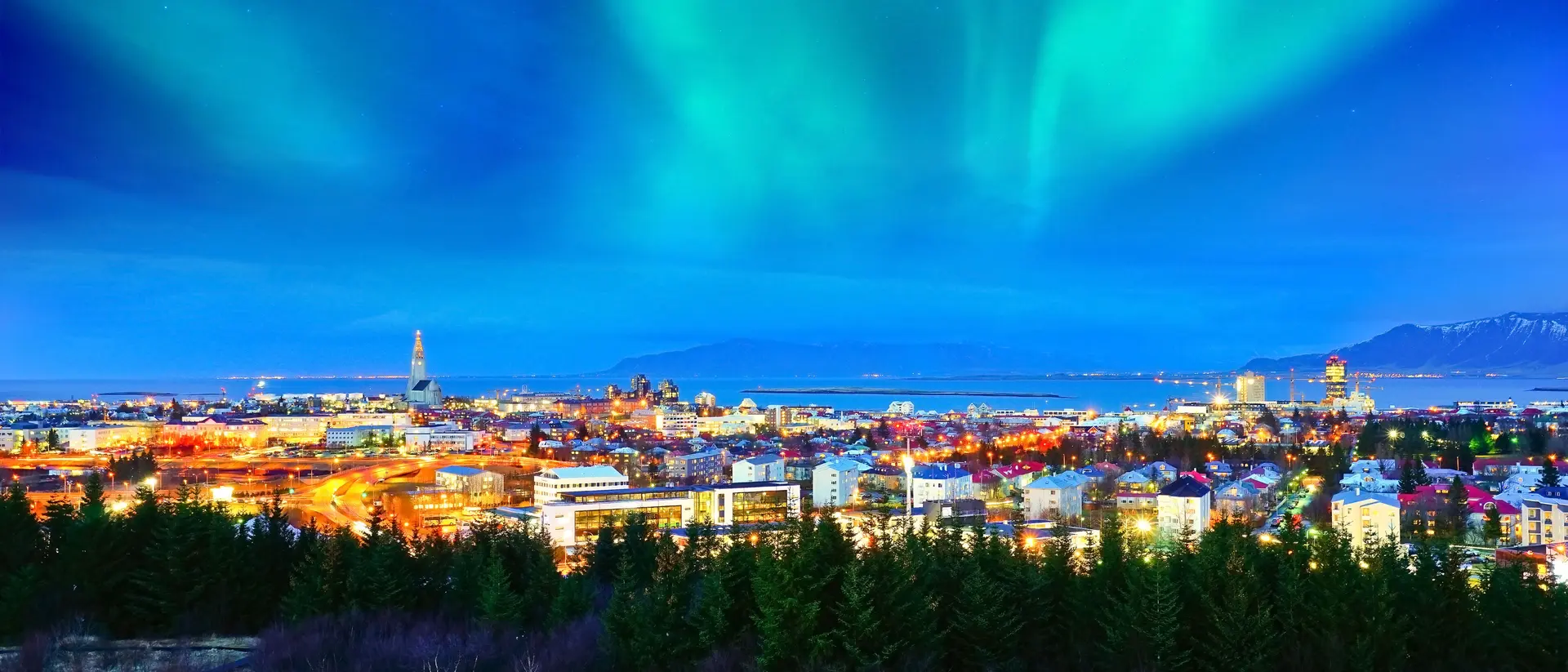 Northern Lights over Reykjavik, Iceland