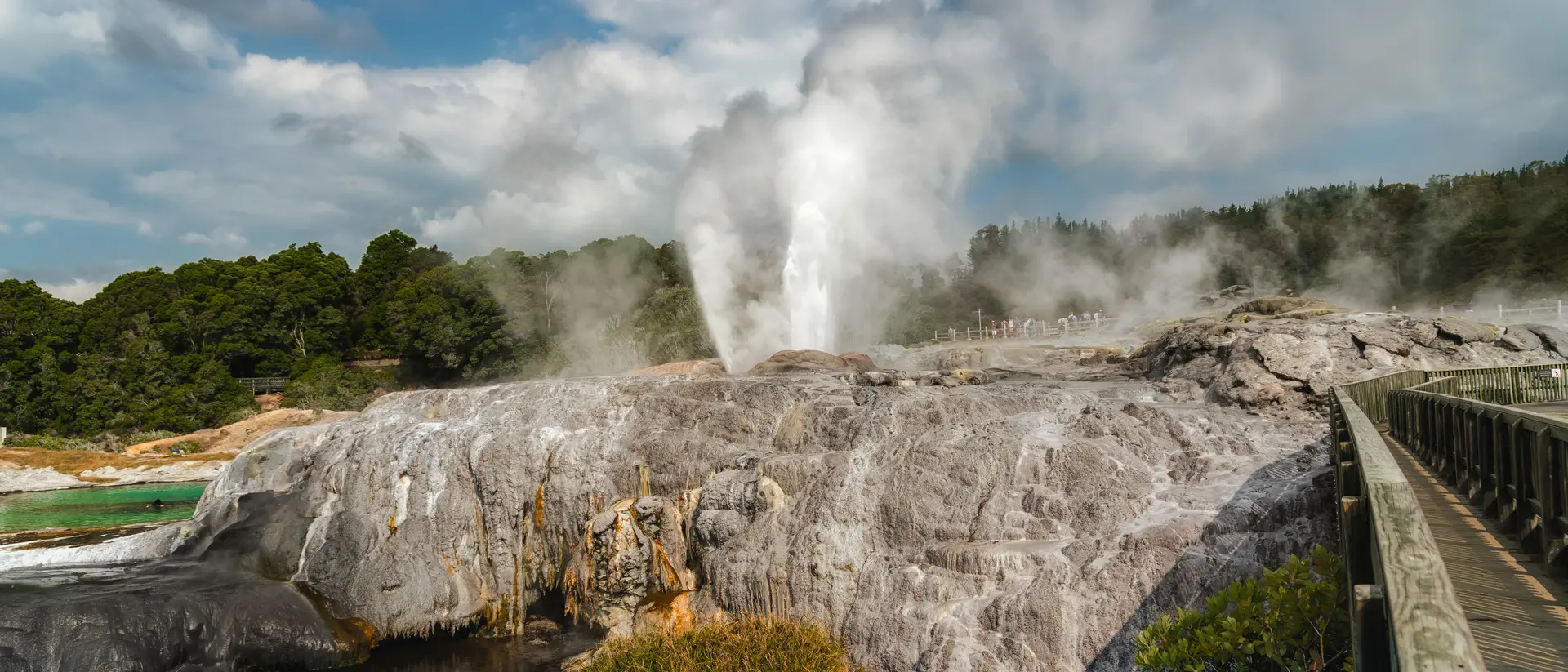 Geothermal wonderland with bubbling mud pools, clouds of steam, and natural hot springs, Rotorua, North Island of New Zealand