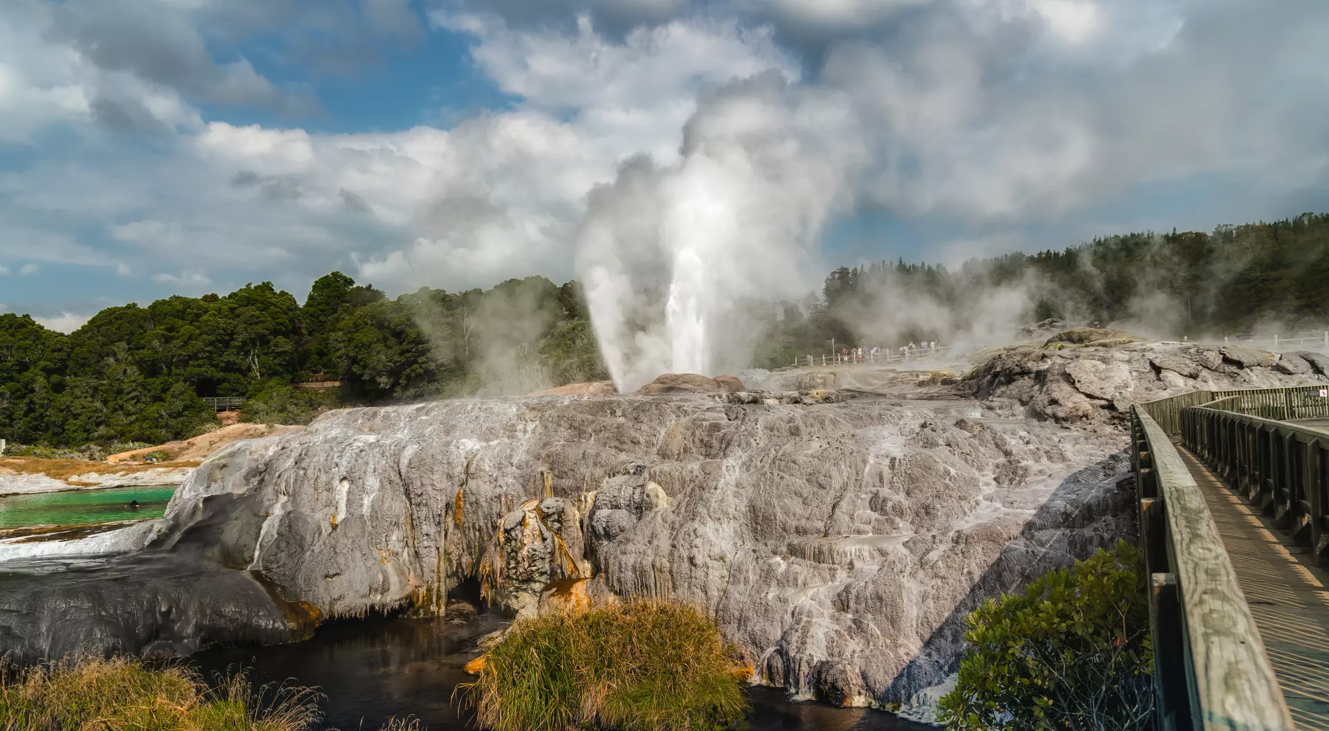 Geothermal wonderland with bubbling mud pools, clouds of steam, and natural hot springs, Rotorua, North Island of New Zealand