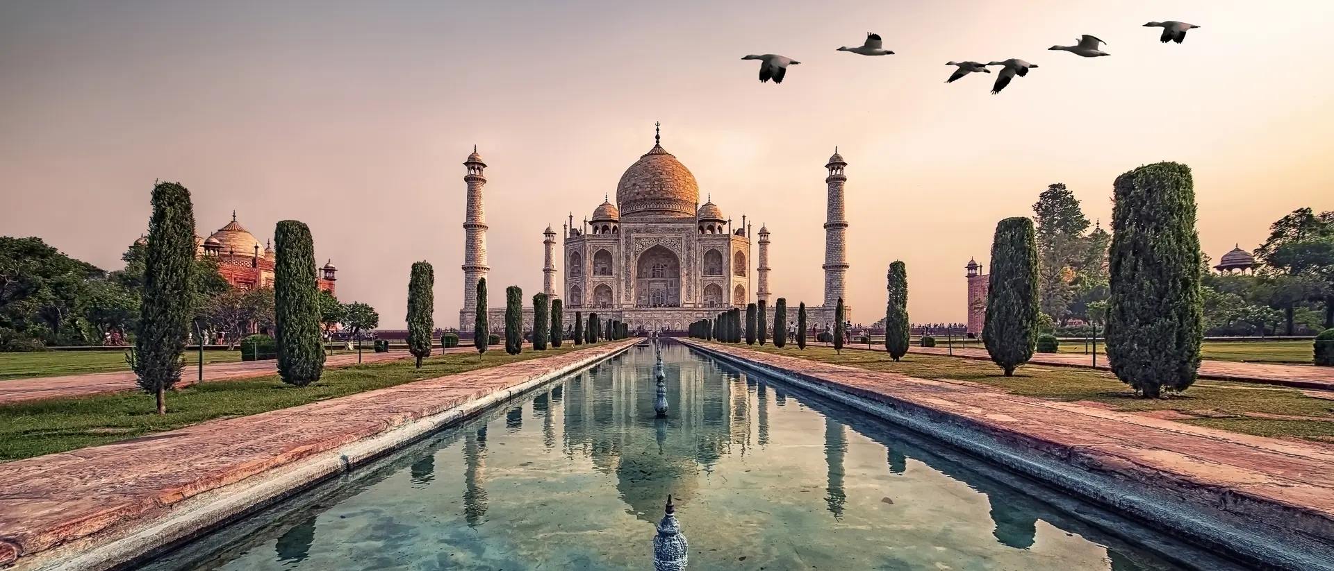 Taj Mahal in sunrise light.