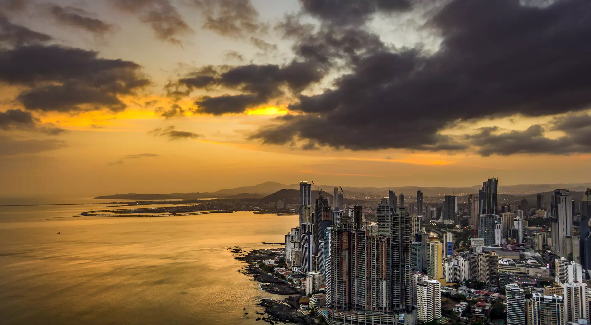 Sunset of Panama city