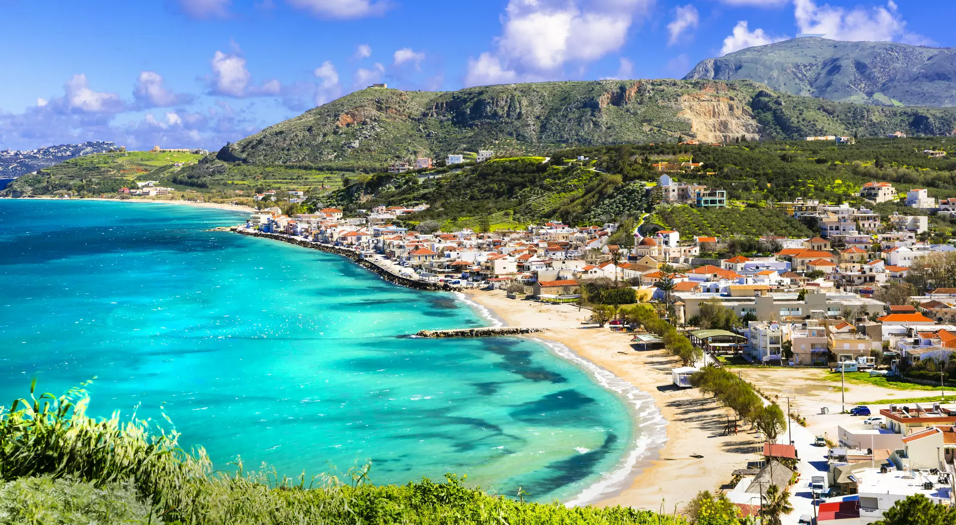 Stunning views of Kalyves bay and beach.