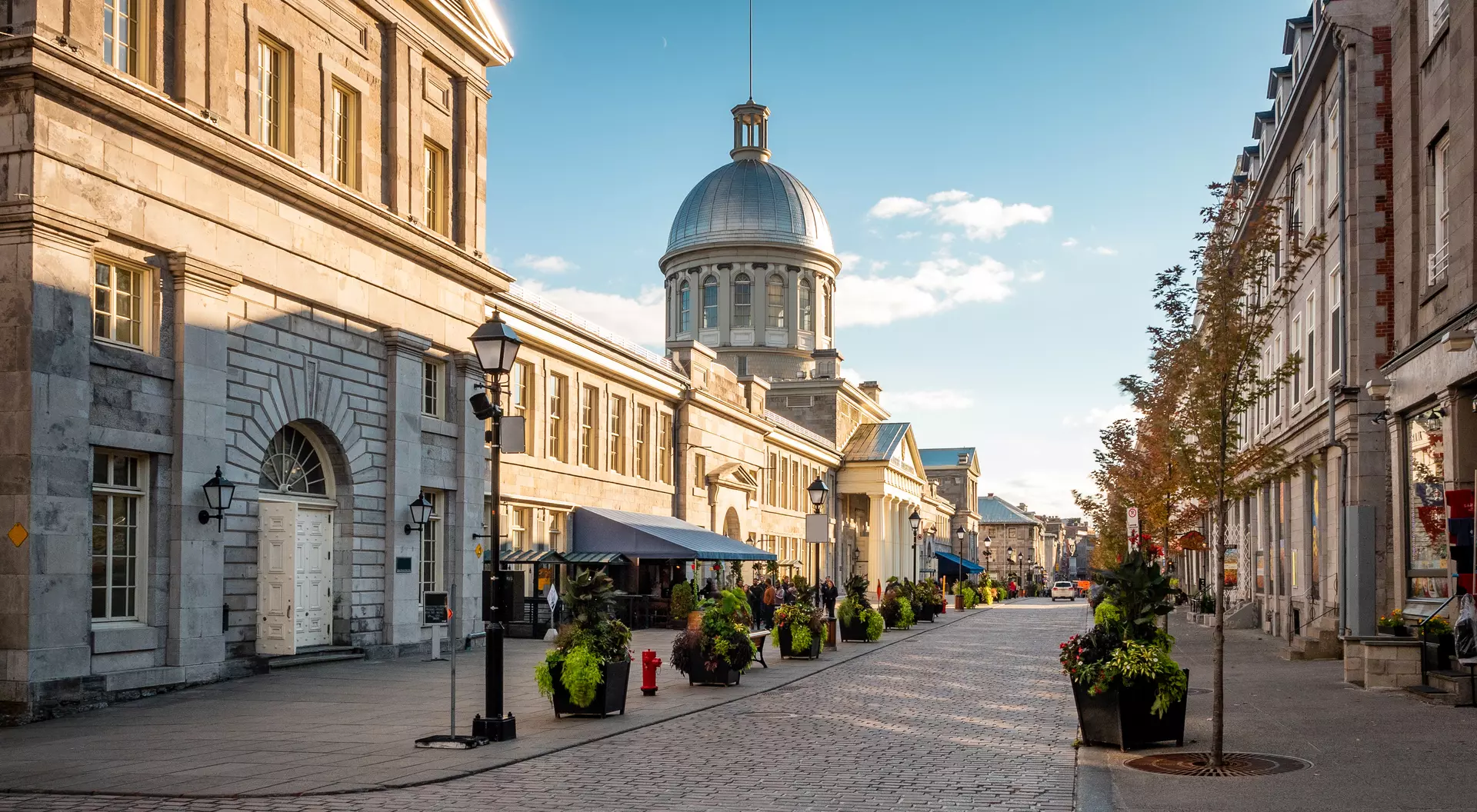 Streets of Old Montreal during fall season in Quebec
