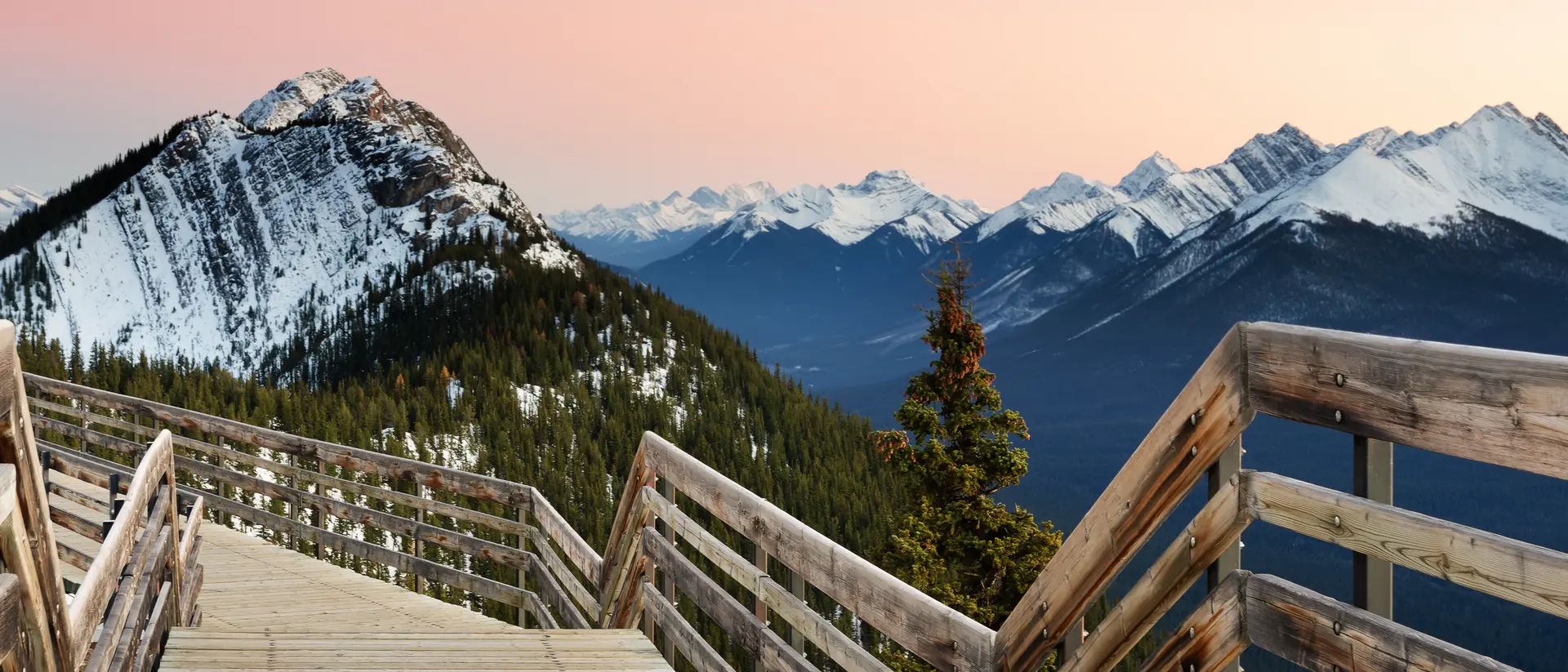 Sunset at Sulphur Mountain boardwalk