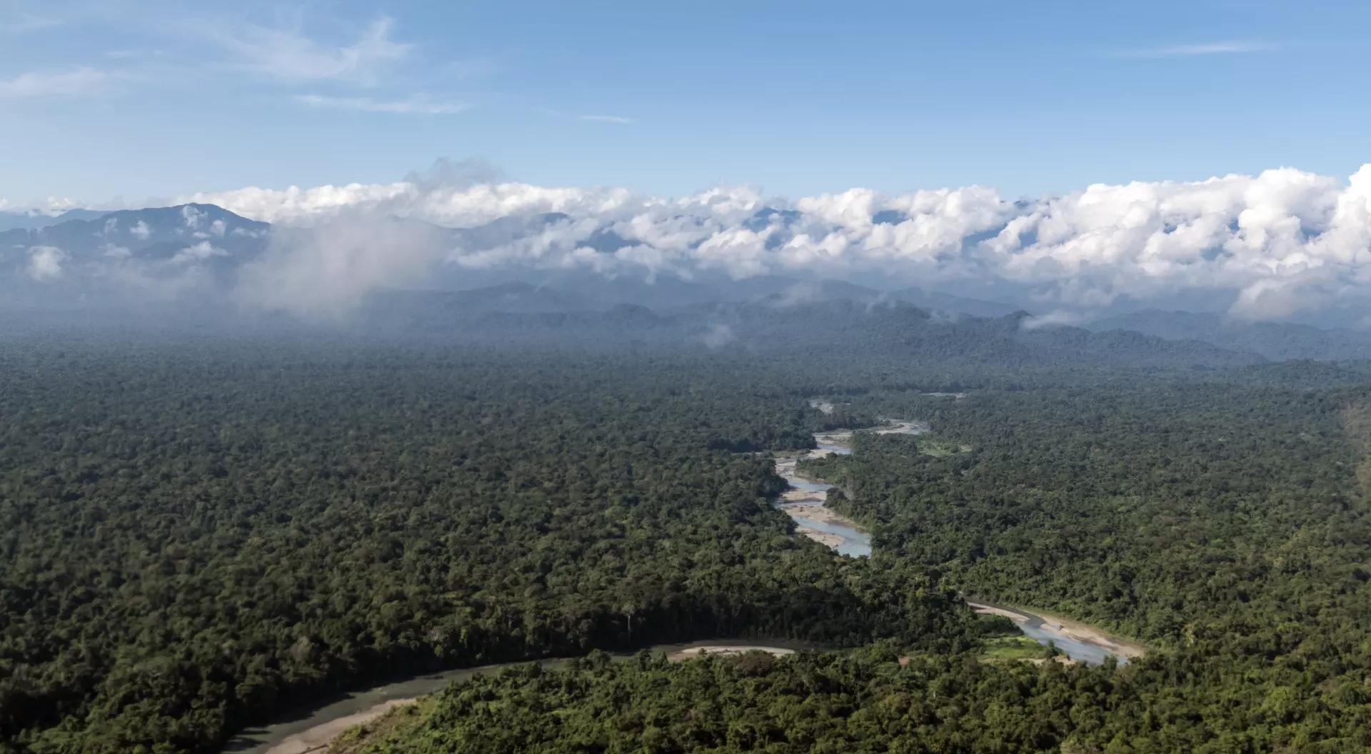 Aerial view of the Clay River in East Sepik Province
