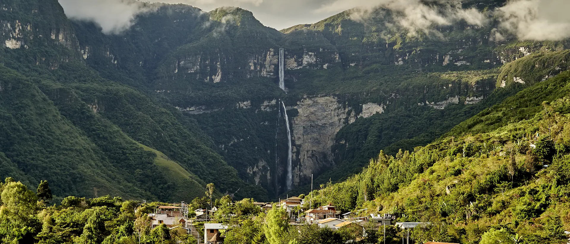 Gocta Cataracts, Catarata del Gocta, are perennial waterfalls located in Perus province of Bongar