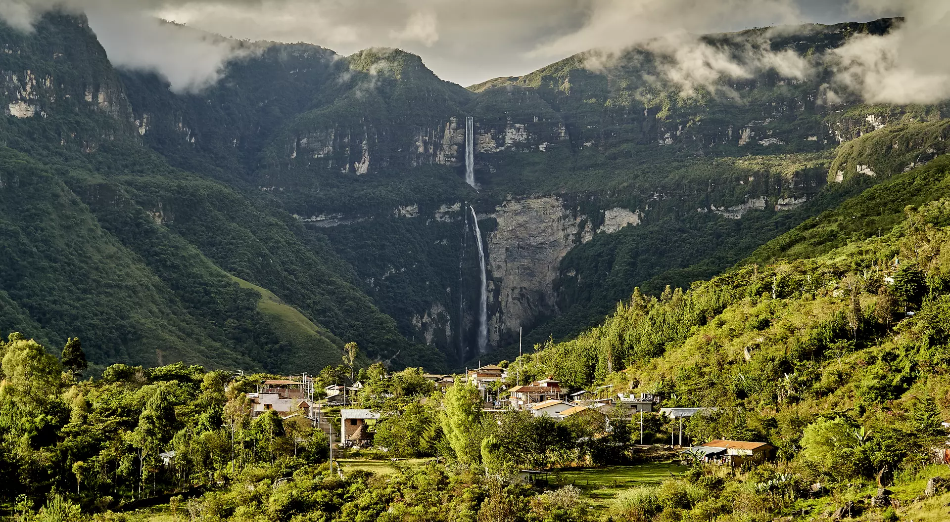Gocta Cataracts, Catarata del Gocta, are perennial waterfalls located in Perus province of Bongar