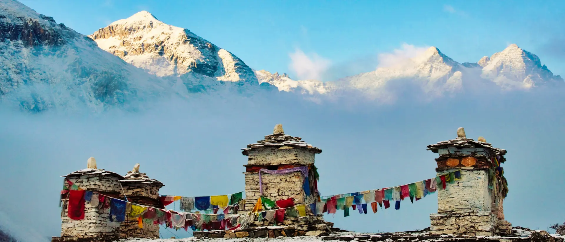 Buddhist stupa in Jomolhari base camp, Paro Bhutan