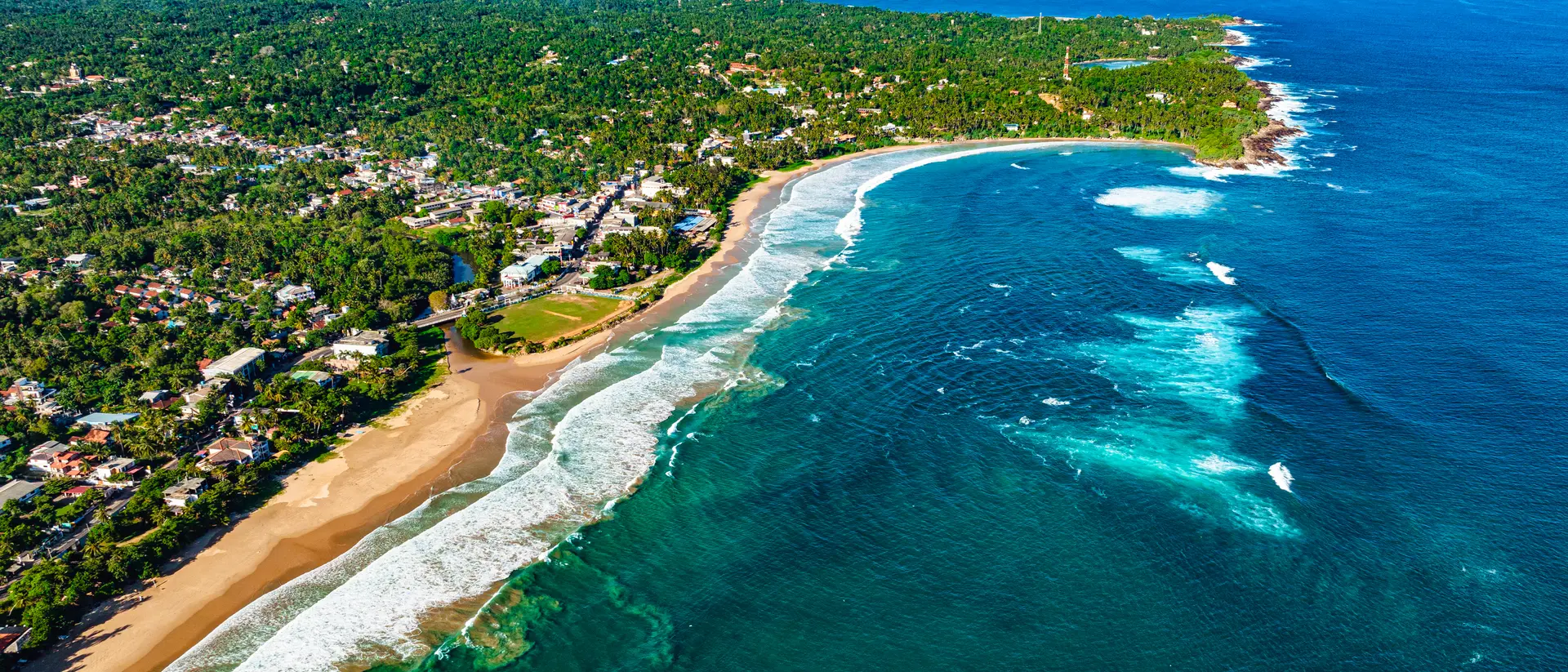 Aerial view of Tangalle Beach.