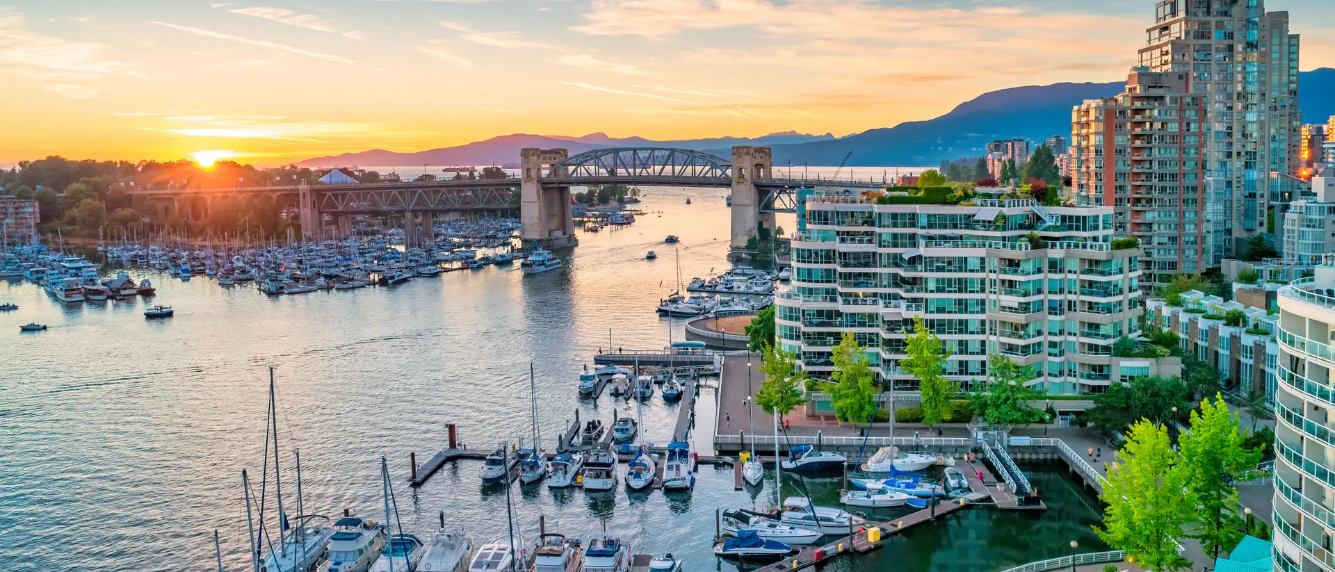 False Creek with Burrard Street Bridge in downtown Vancouver