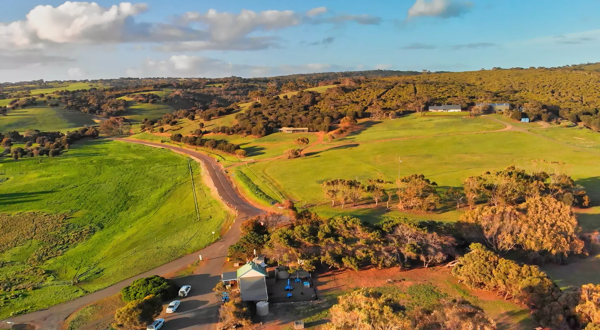 Kangaroo Island Landscape from drone on a beautiful day, Australia