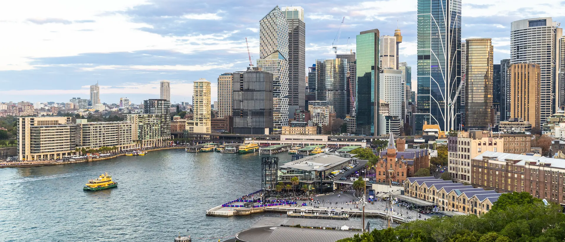 View of Sydney CBD from Sydney harbour and Circular Quay.