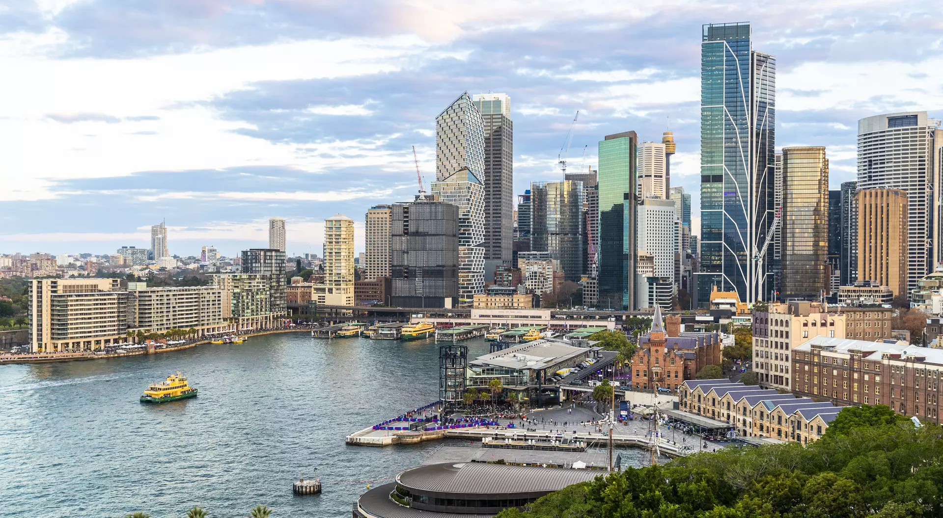 View of Sydney CBD from Sydney harbour and Circular Quay.