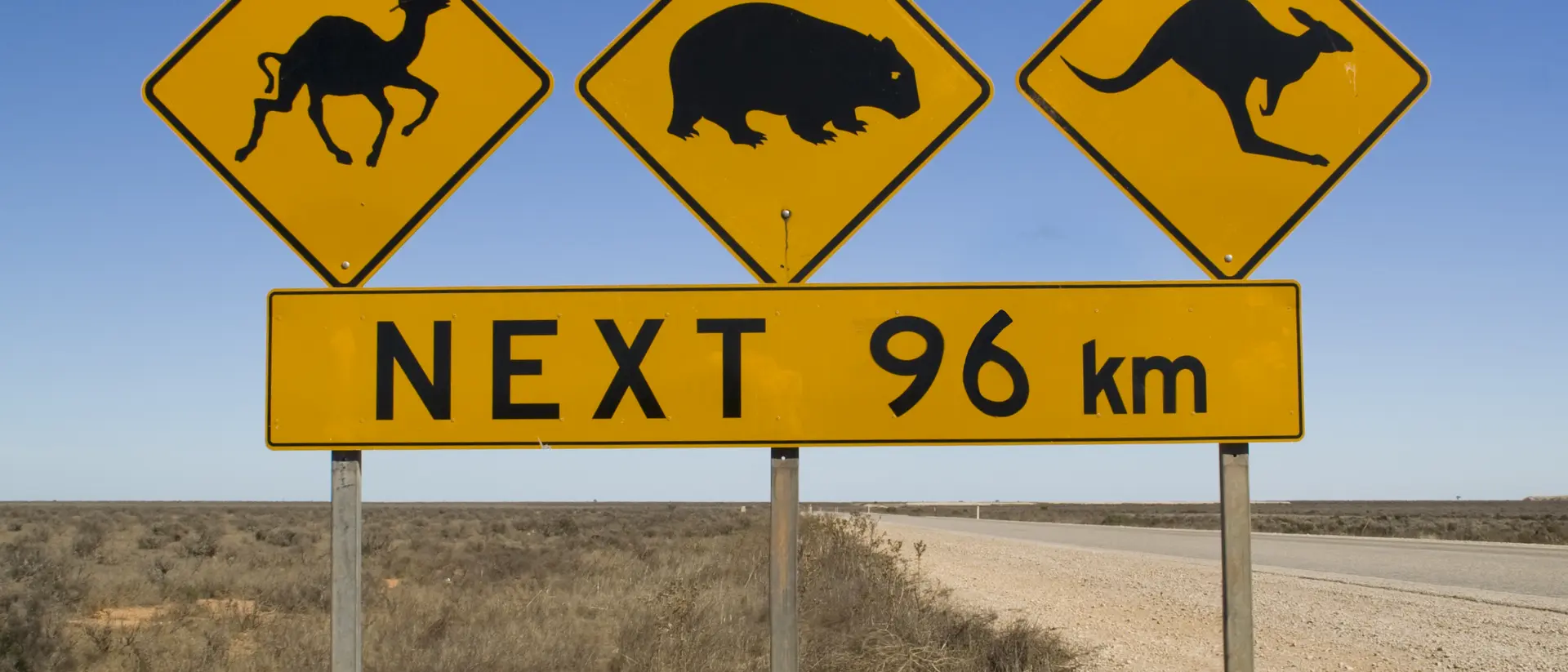 Random road warning sign in Australia main highway.