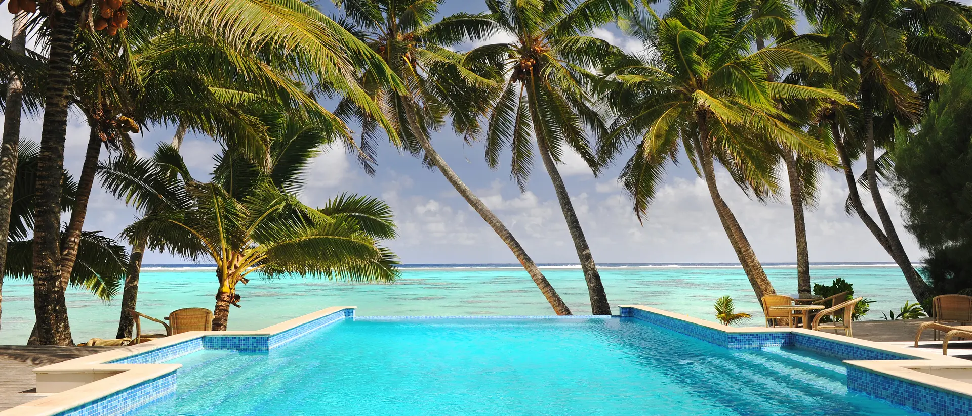 A pool beside a Pacific lagoon in Rarotonga
