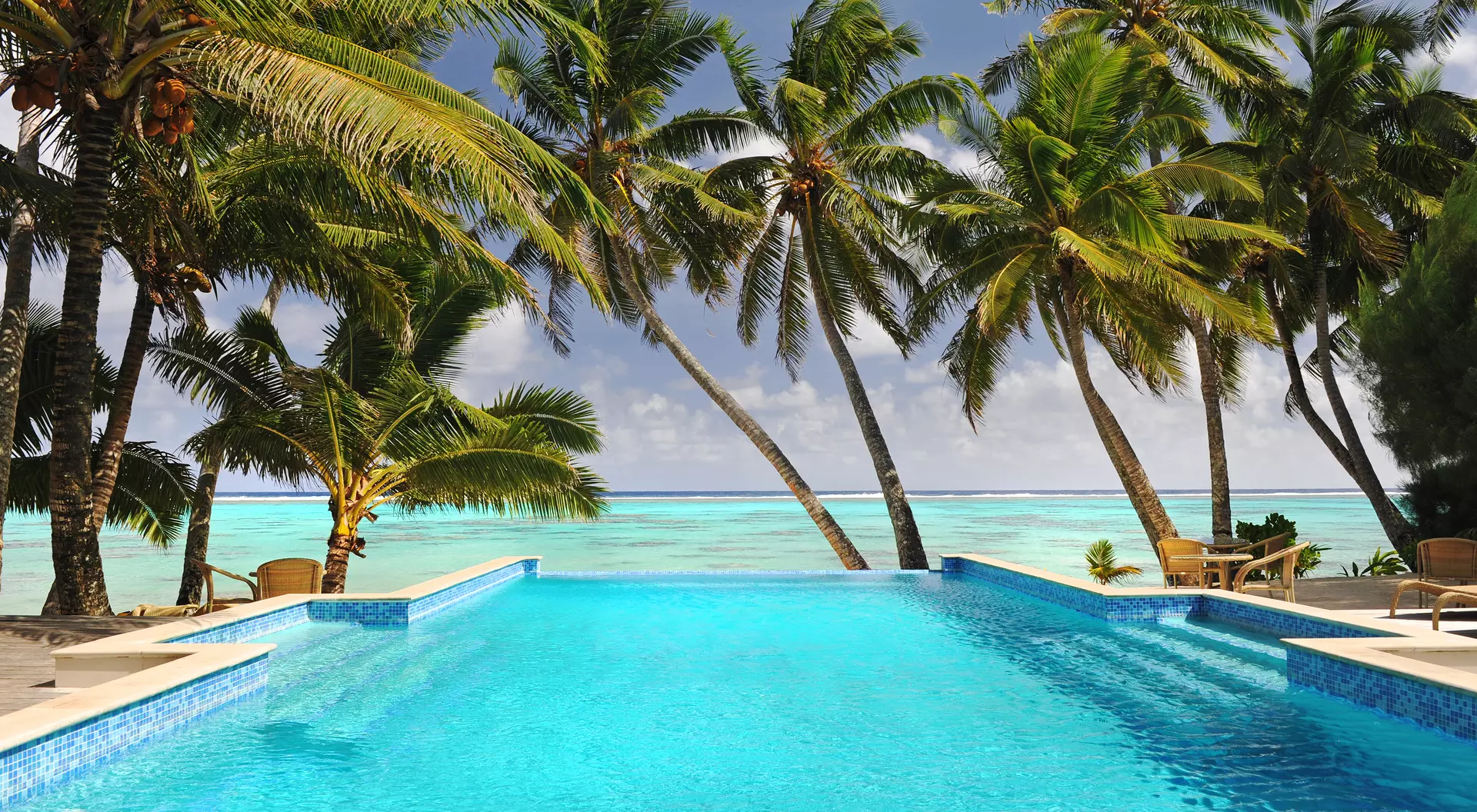 A pool beside a Pacific lagoon in Rarotonga