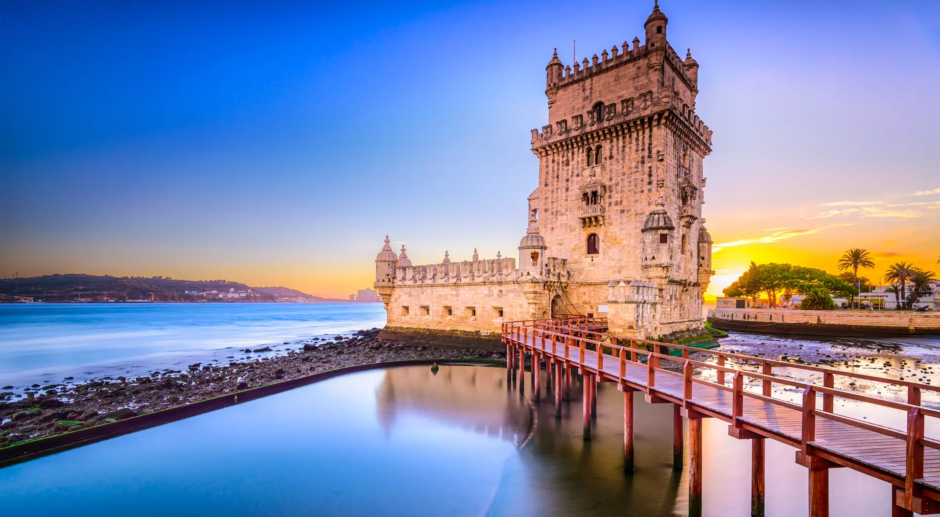 The Tower of St. Vincent, also known as Belem Tower, on the Tagus River. It is a UNESCO World Heritage Site dating from the early 16th Century.