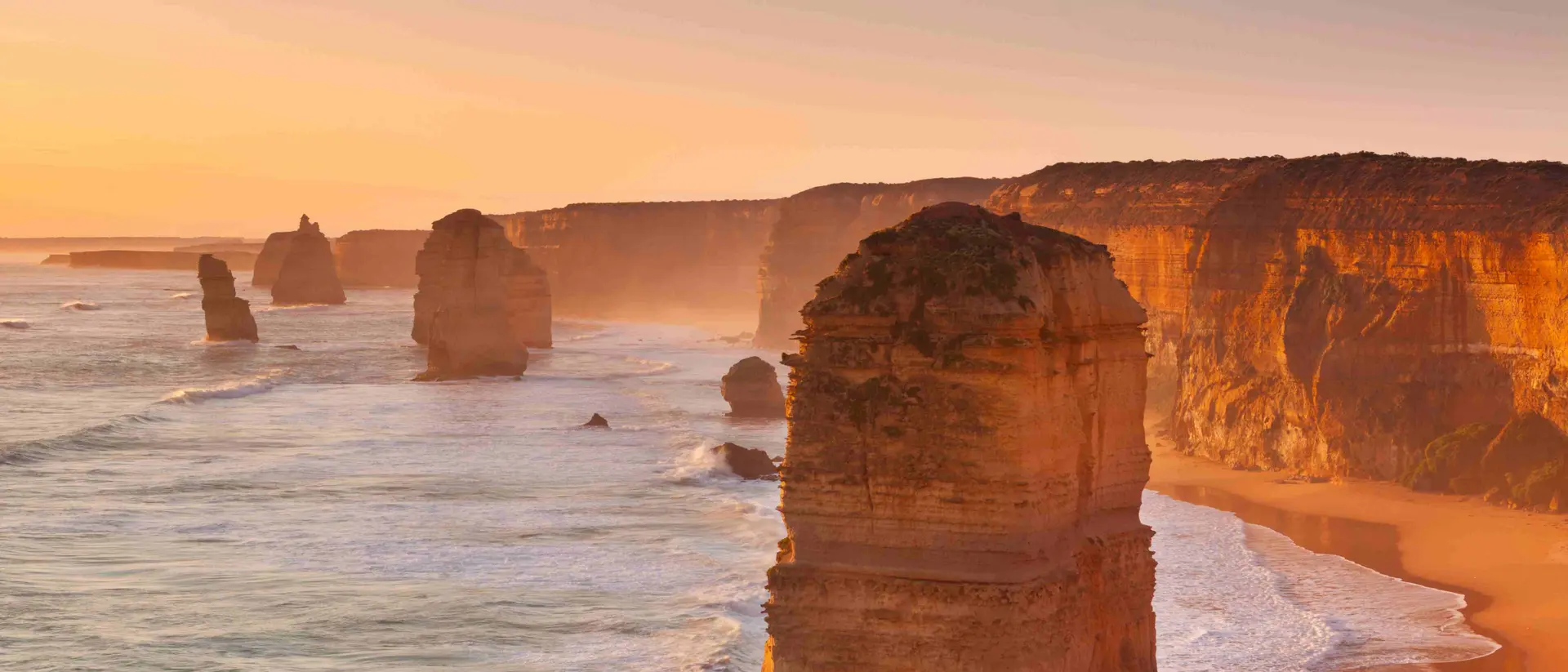 Twelve Apostles in beautiful low sunlight along the Great Ocean Road