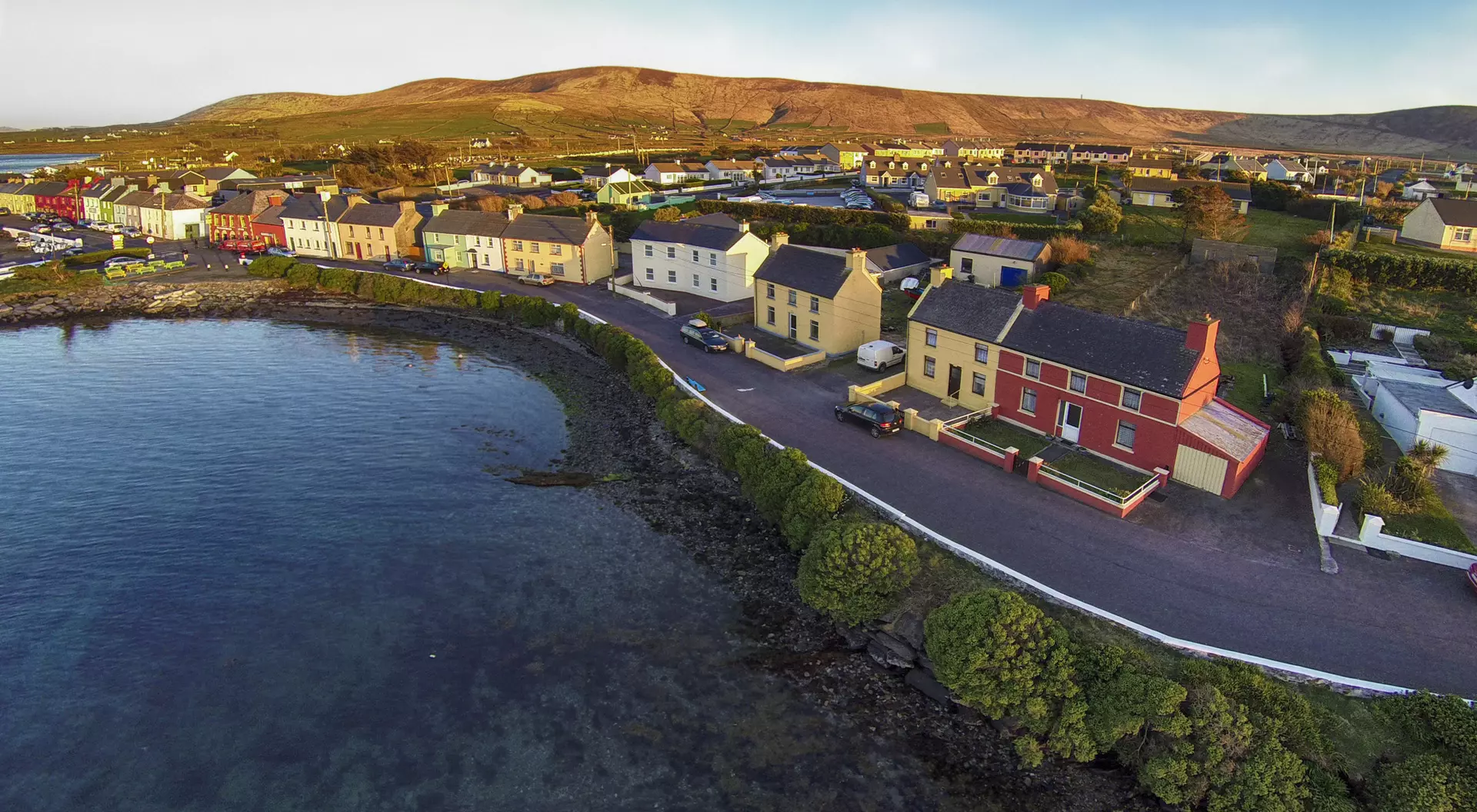 Aerial view of Portmagee in County Kerry Ireland