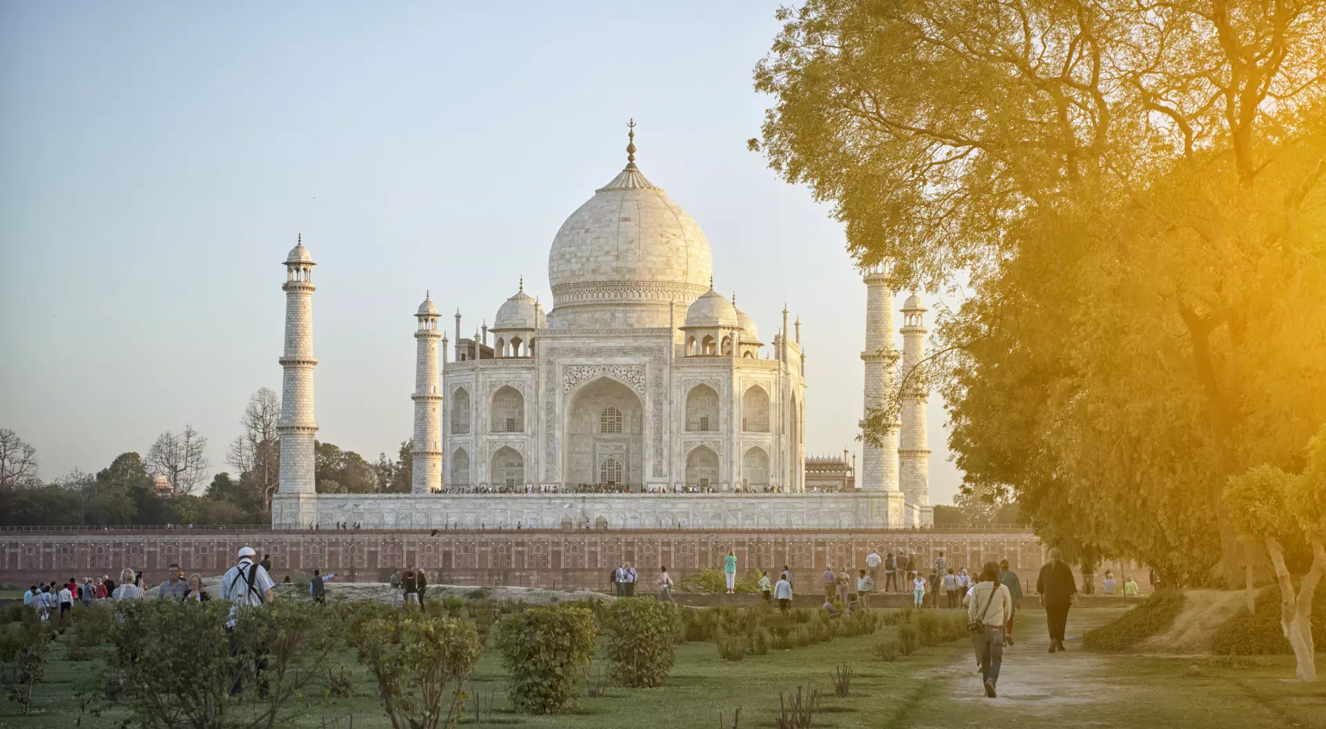 Sunsetting on the Taj Mahal in Agra. India