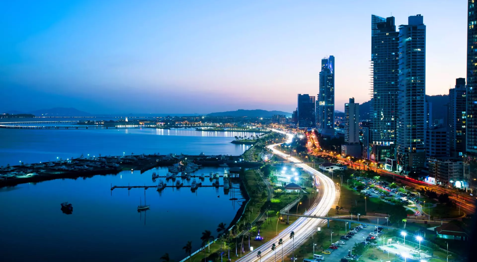 Panama city skyline at night