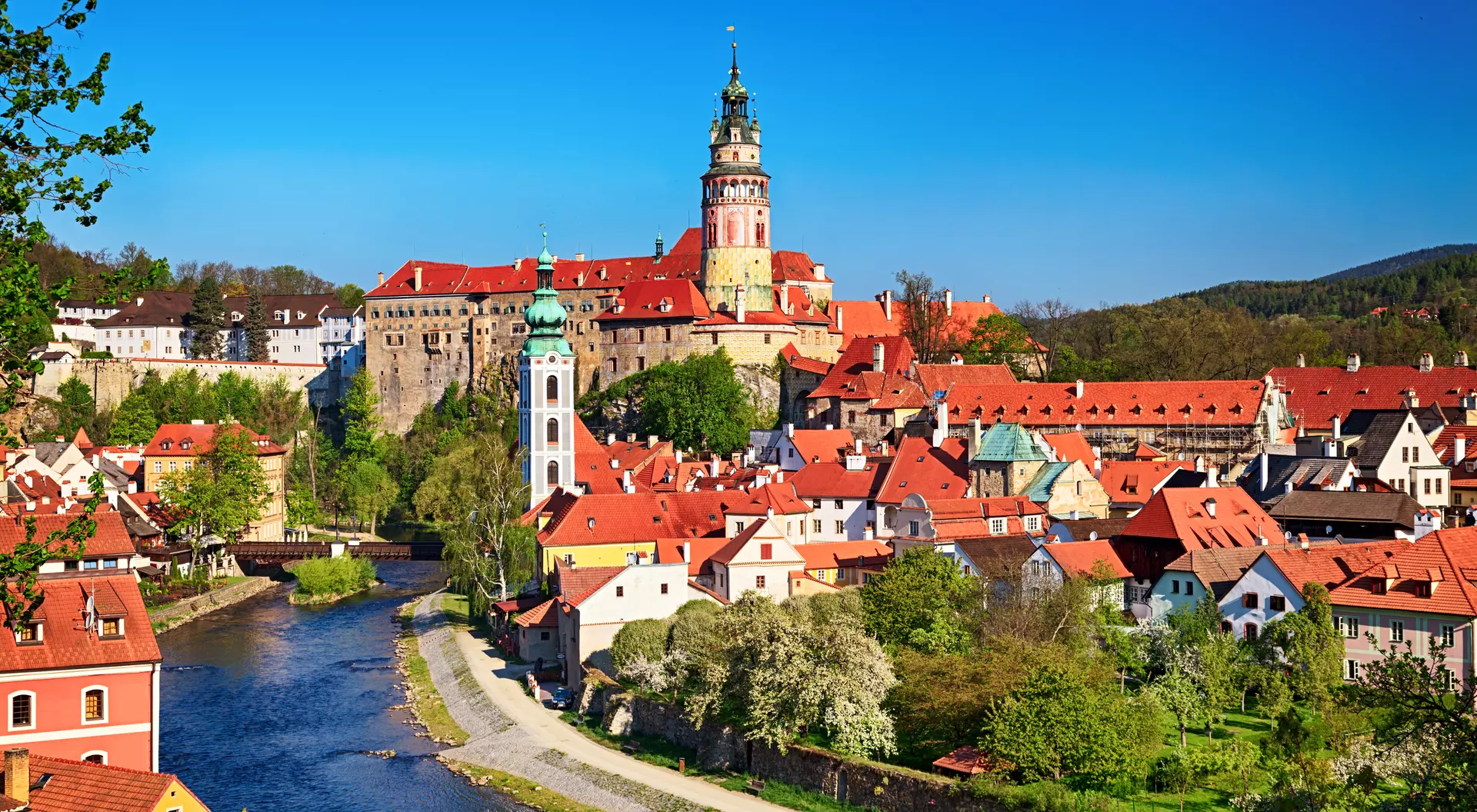 Summer view of Cesky Krumlov.
