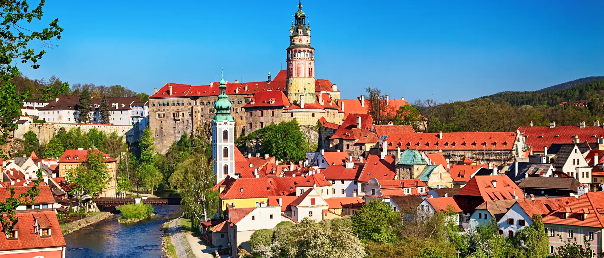 Summer view of Cesky Krumlov.