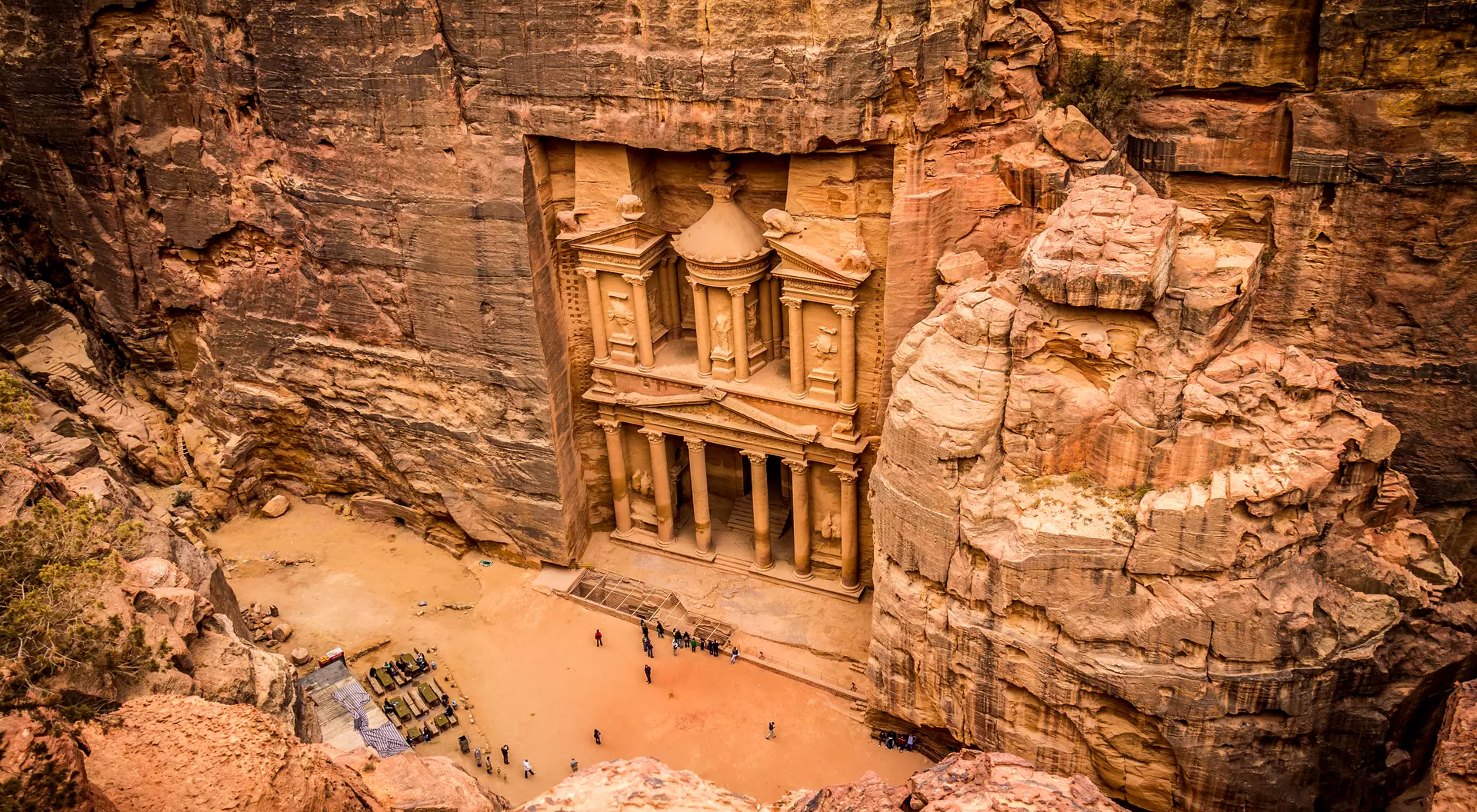 tomb facade carved into rocky cliff