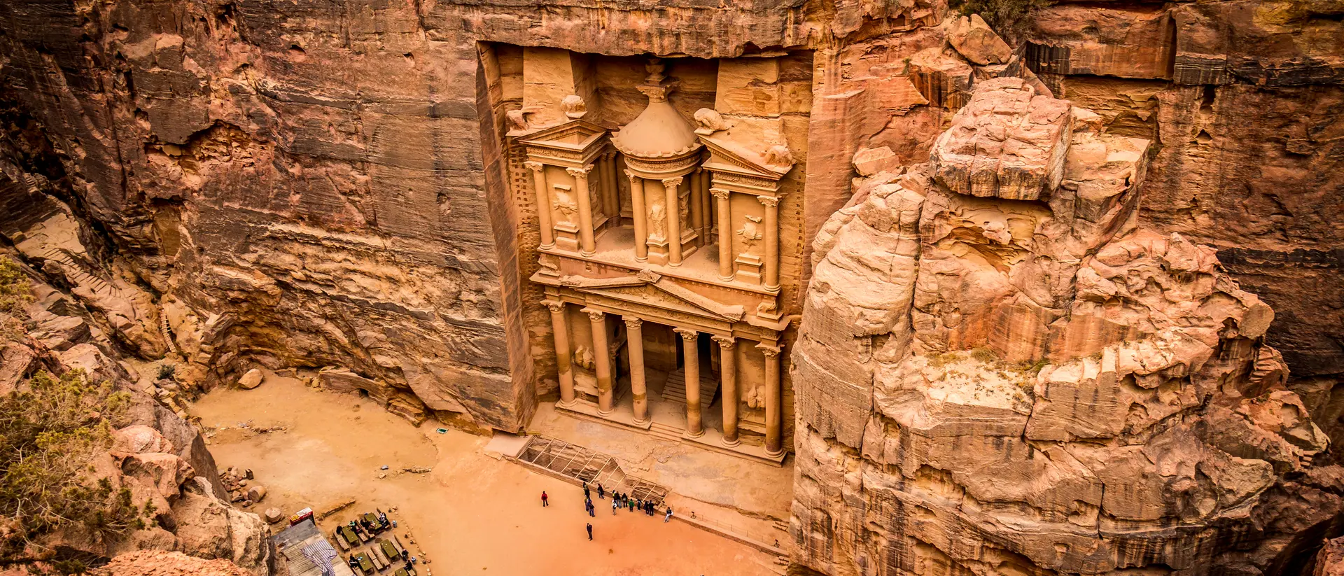 tomb facade carved into rocky cliff