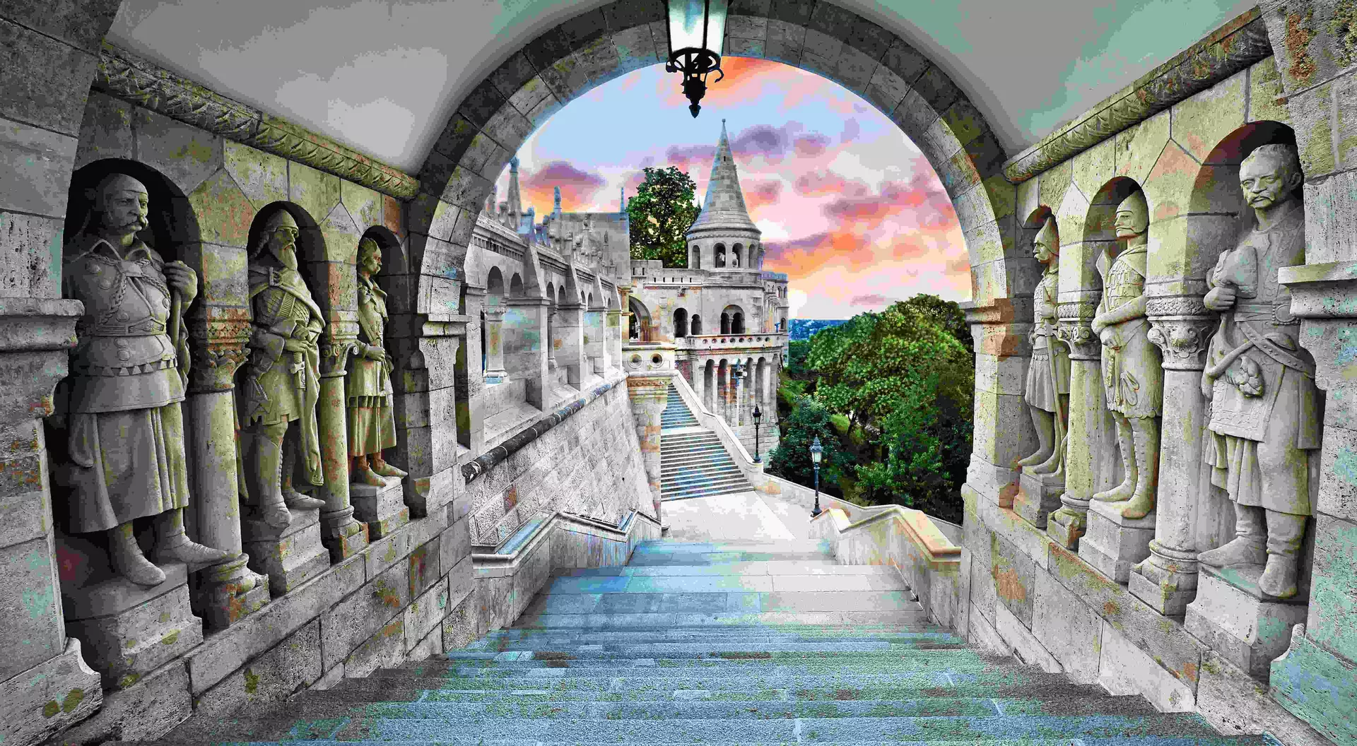 Fisherman's Bastion, a popular tourist attraction in Budapest, Hungary