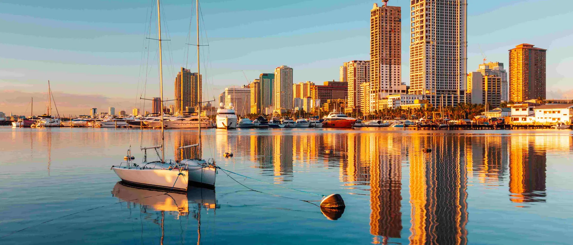 Skyline of Manila City and Manila Bay.