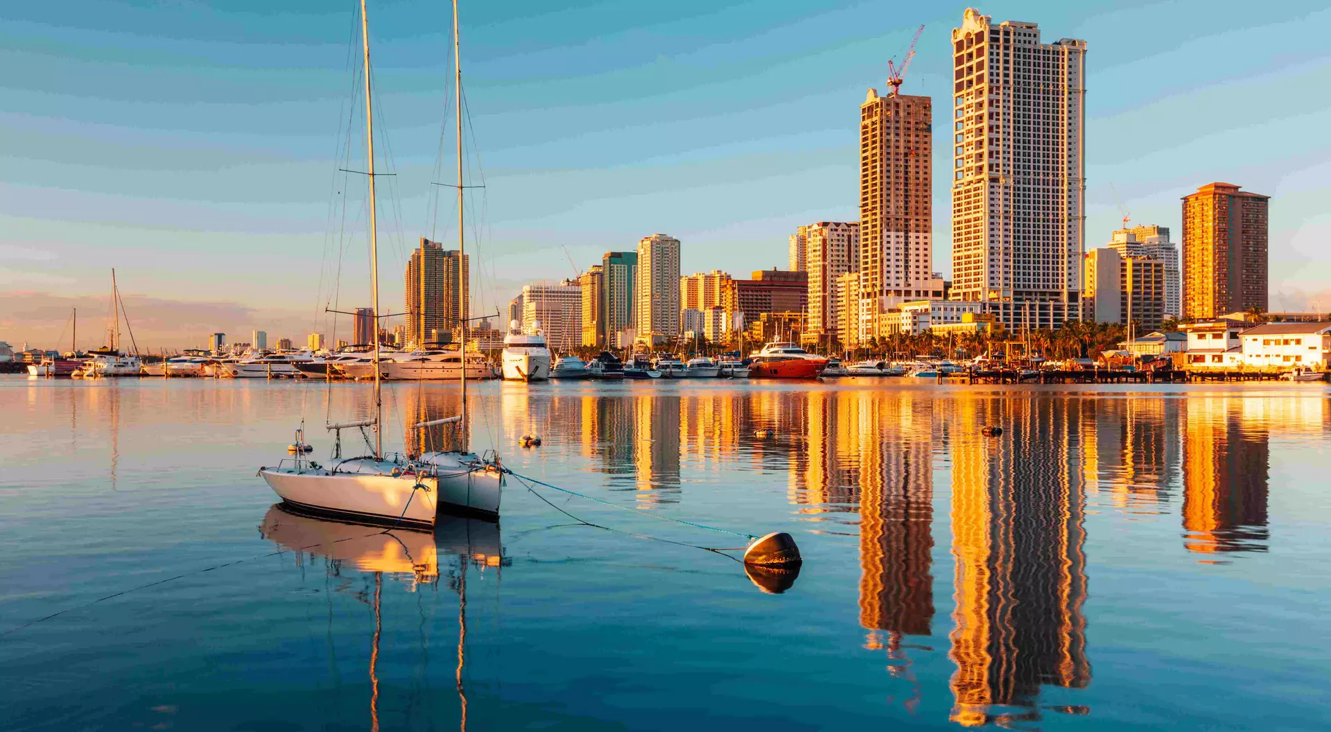 Skyline of Manila City and Manila Bay.