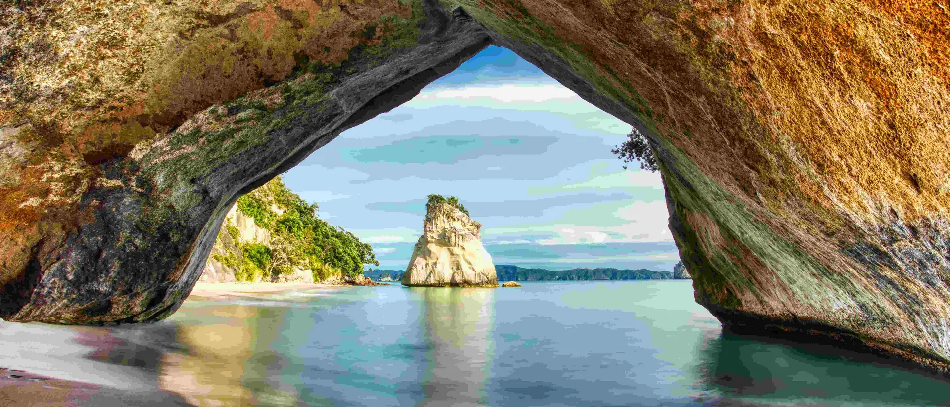 Cathedral Cove on Coromandel Peninsula at Sunrise, New Zealand