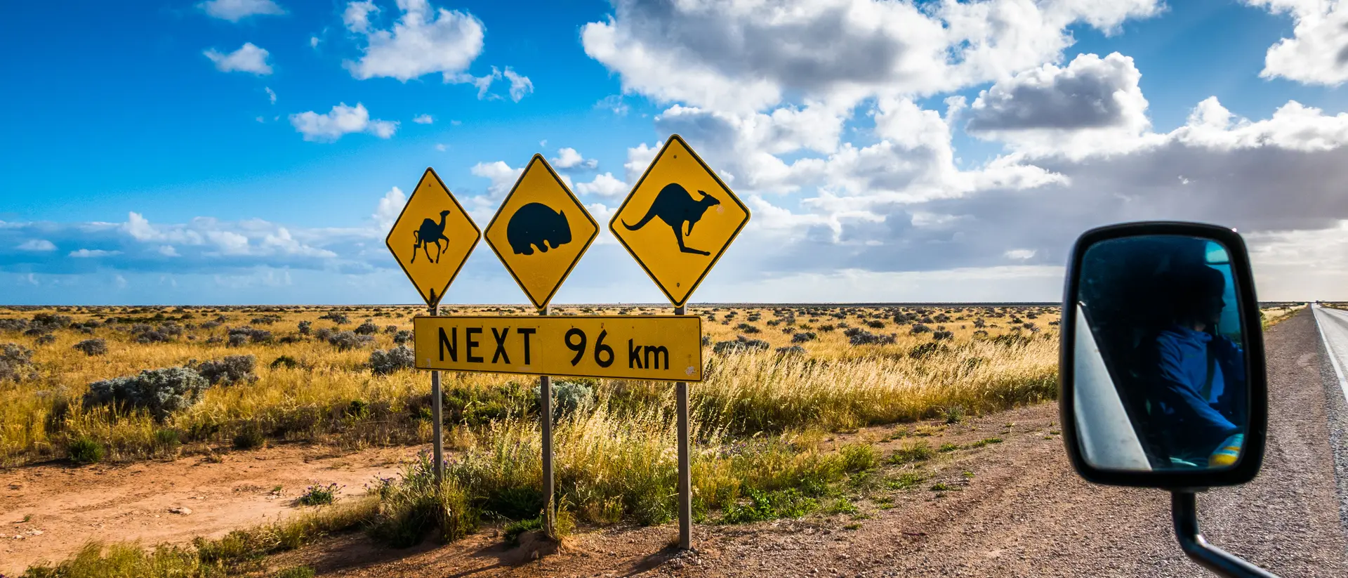 A local wildlife road sign in the outback of the Nullarbor Plane in South Australia.