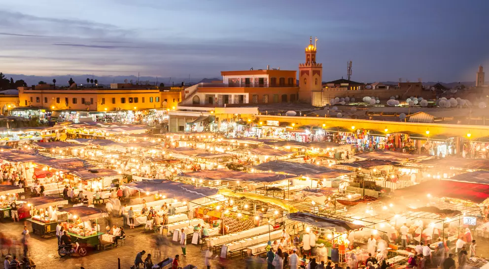 Djemaa El Fna, Marrakesh's main square in Morocco.