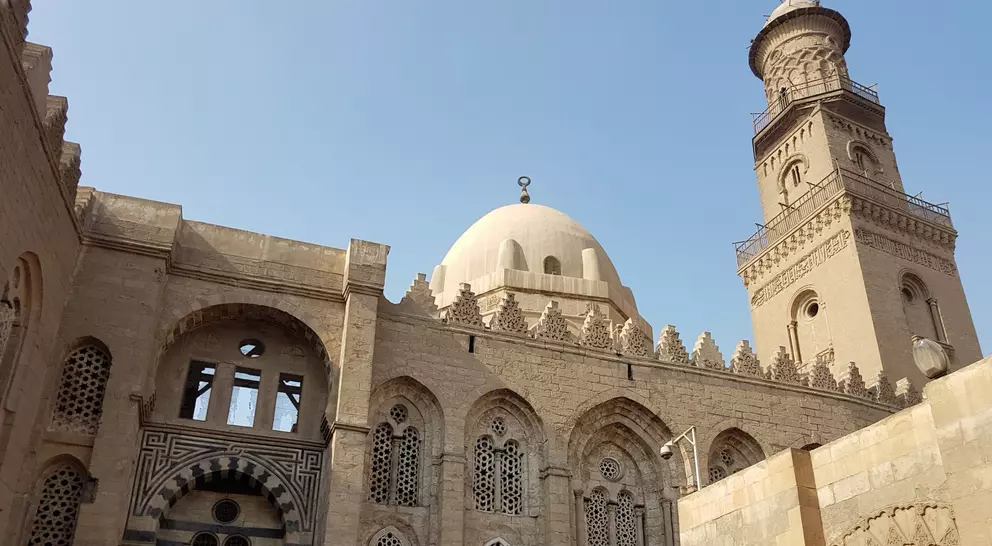 Al-Aqmar Mosque in the old city of Cairo on al-Muizz Street, which is is a major street in the walled city of historic Cairo