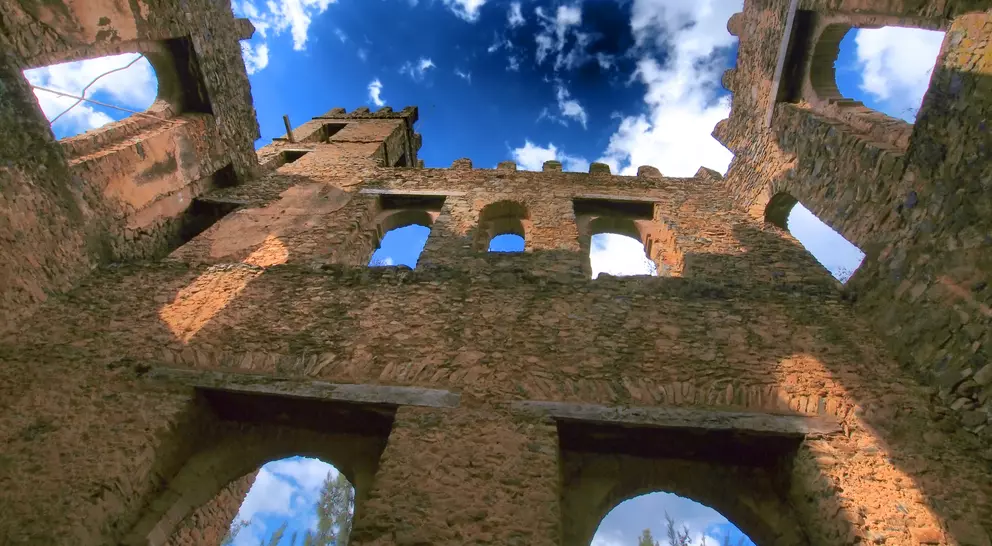Roofless room at the Royal Grounds in Gondar Ethiopia
