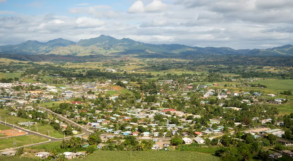 aerial view of Nadi, the capital town of Fiji