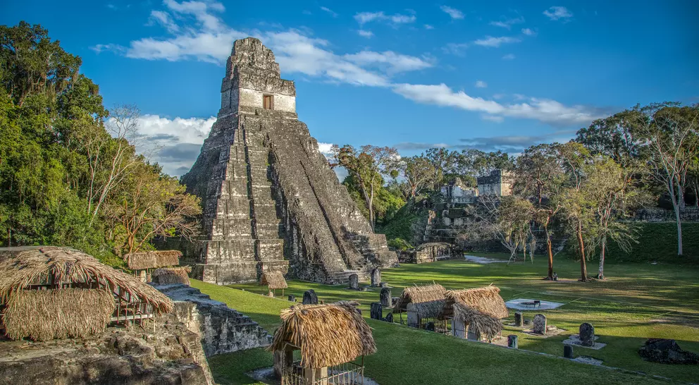 Tikal Temple I located at Tikal, one of the largest cities and archaeological sites of the pre-Columbian Maya civilization in Mesoamerica