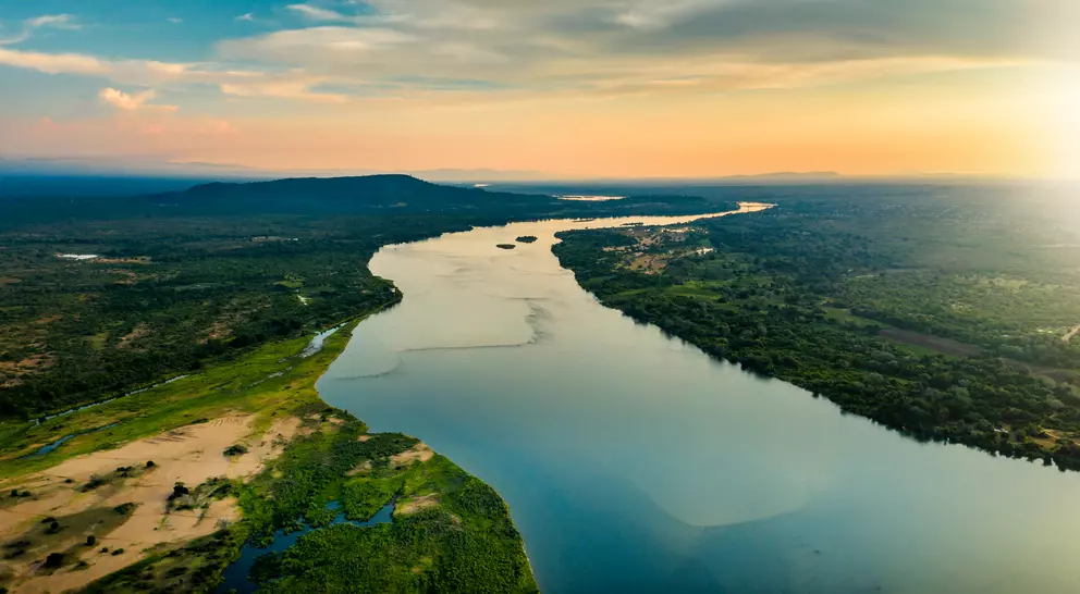 Aerial view on the river and surrounding areas