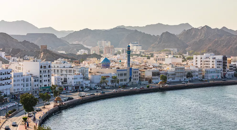 The waterfront and harbor in Muttra, one of Oman's port locations