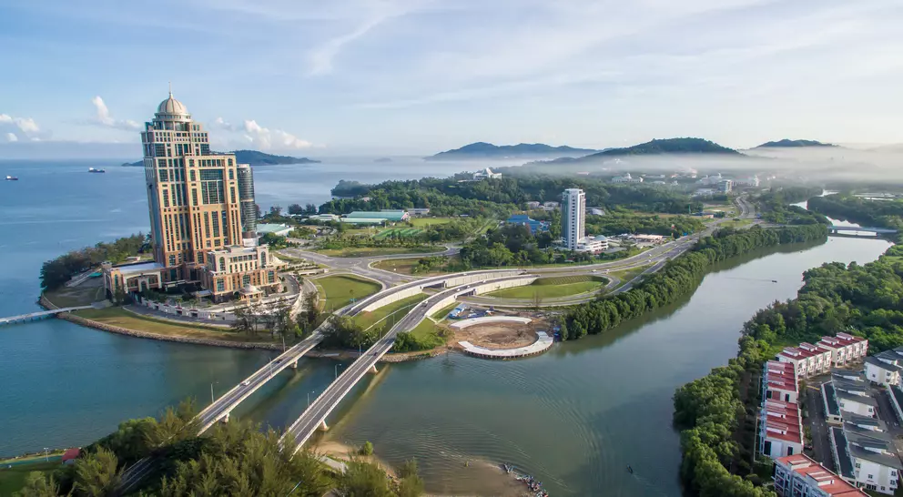 Aerial view of Kota Kinabalu city on Sabah Malaysia, Borneo